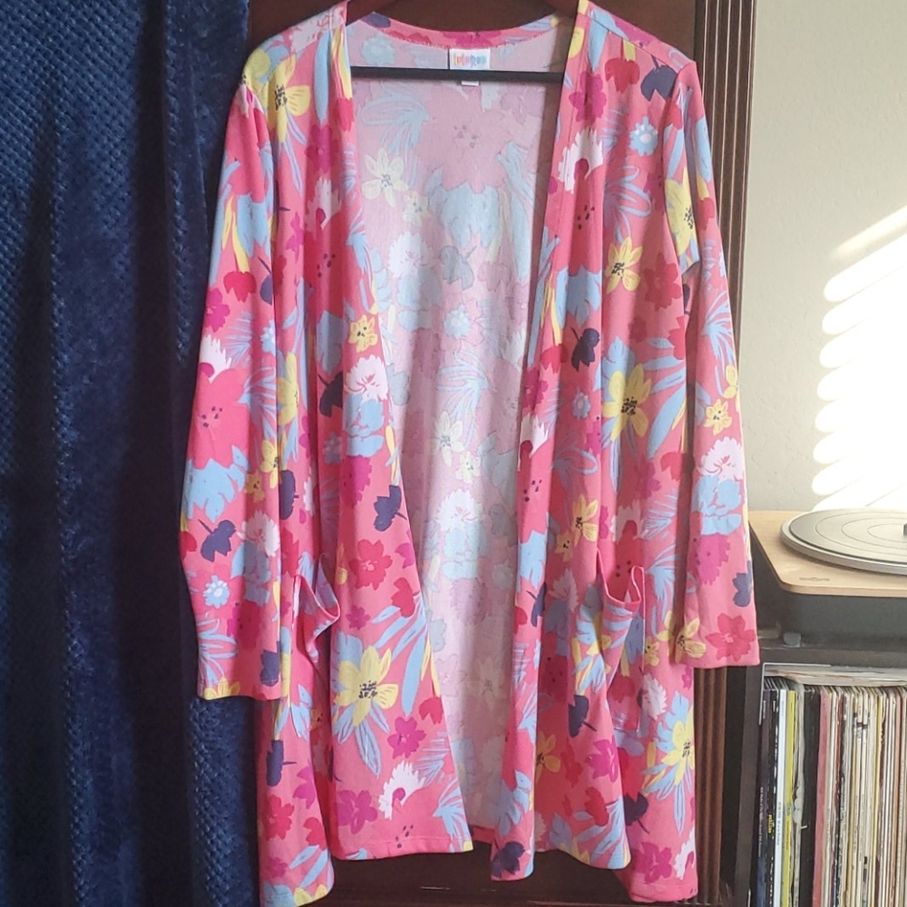 LuLaRoe Pink Floral Caroline Sweater